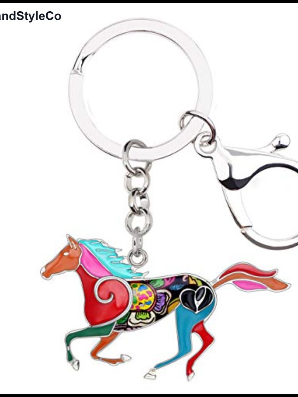 Enamel Metal Horse Keychain Charm Purse Pendant Car Keyring Gift for Women